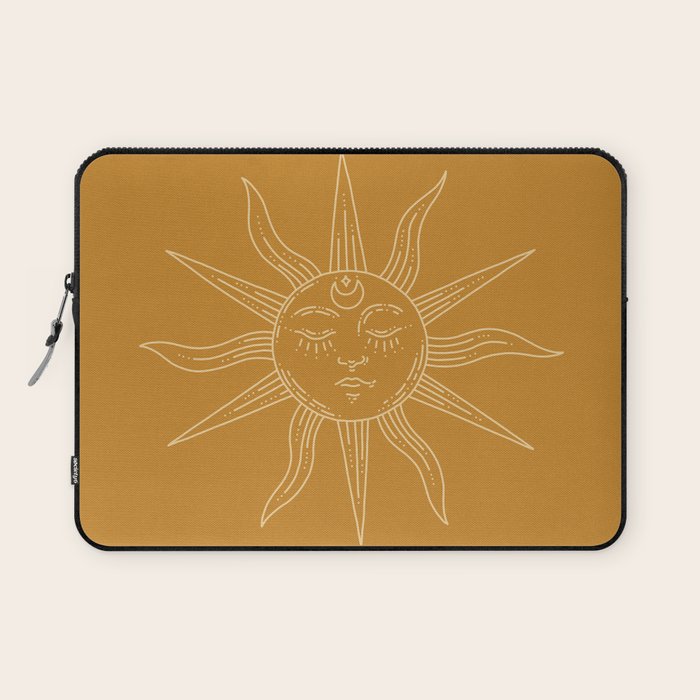 Boho Sun Drawing XIX Gold Laptop Sleeve Gallery Image 1