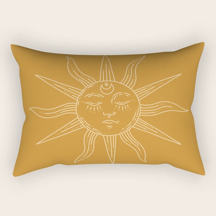 Boho Sun Drawing XIX Gold Rectangular Pillow Gallery Image 1