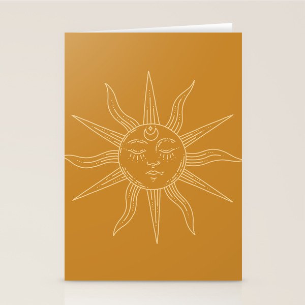 Boho Sun Drawing XIX Gold Stationery Card Gallery Image 1