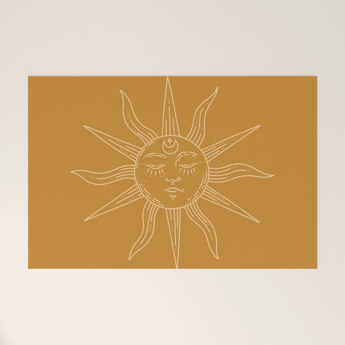 Boho Sun Drawing XIX Gold Welcome Mat Gallery Image 1
