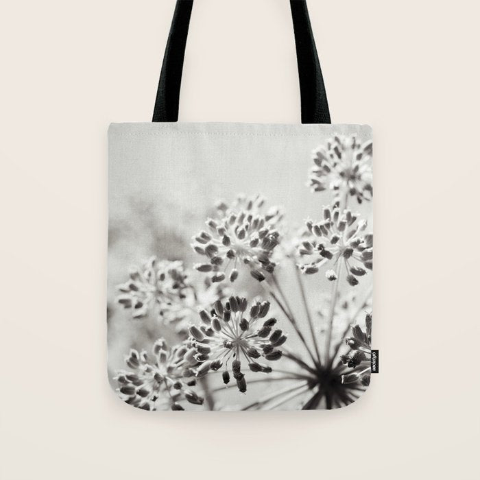 botanical abstract photograph no. 6 - black and white photography modern floral Tote Bag Gallery Image 1