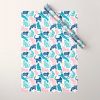 Be like a cat // white background pastel pink blue aqua and teal cat silhouettes with affirmations Wrapping Paper Gallery Image 1