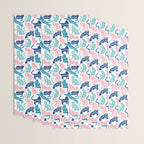 Be like a cat // white background pastel pink blue aqua and teal cat silhouettes with affirmations Wrapping Paper Gallery Image 3
