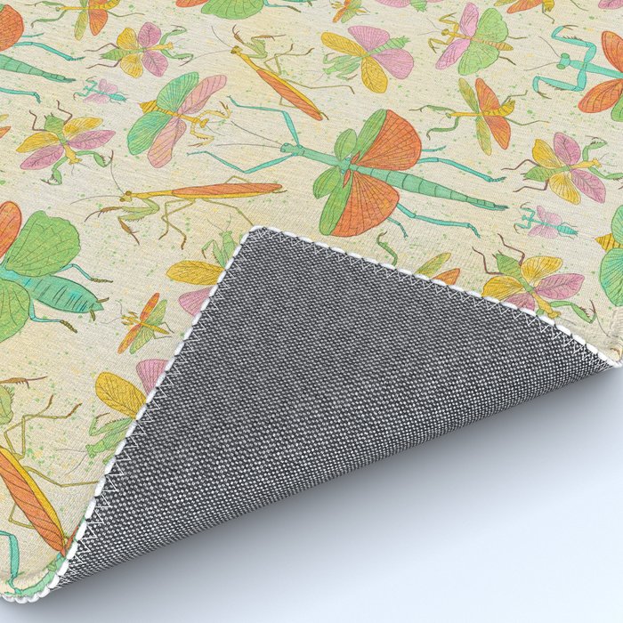 Whimsical Praying Mantis Retro Colors  Rug Gallery Image 4