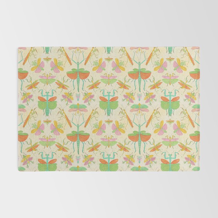 Whimsical Praying Mantis Retro Colors  Rug Gallery Image 2