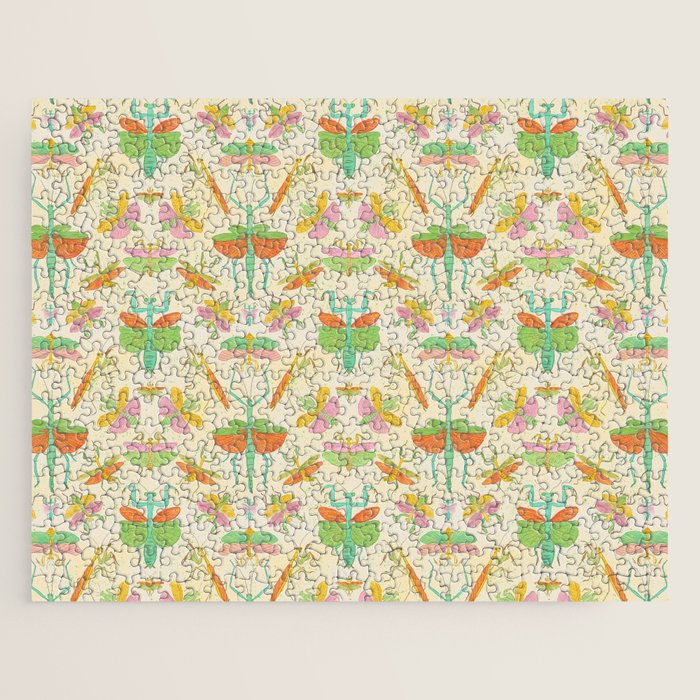 Whimsical Praying Mantis Retro Colors  Jigsaw Puzzle Gallery Image 1
