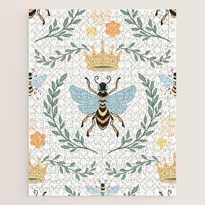 Queen Bee with Gold Crown and Laurel Frame Jigsaw Puzzle Gallery Image 1