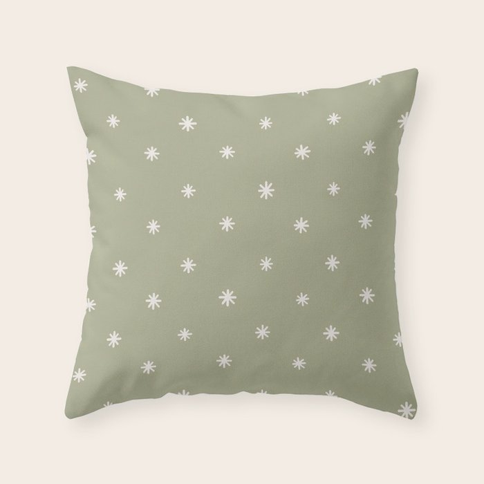Sparkles Sage Green Throw Pillow Gallery Image 1