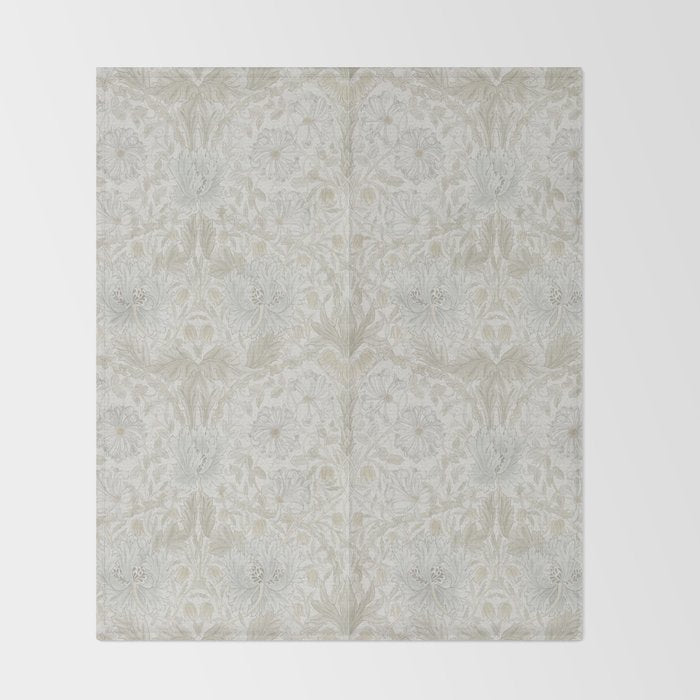 William Morris Pure Honeysuckle Linen Throw Blanket Gallery Image 2