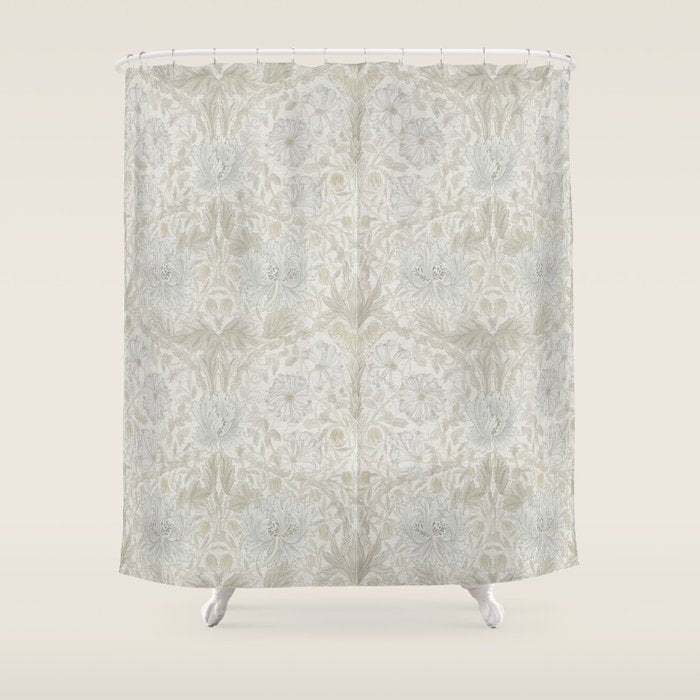 William Morris Pure Honeysuckle Linen Shower Curtain Gallery Image 1