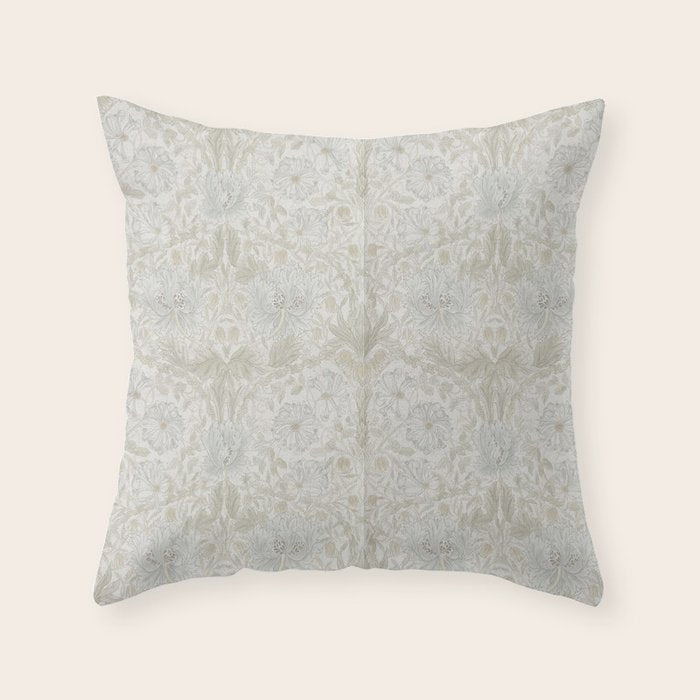 William Morris Pure Honeysuckle Linen Throw Pillow Gallery Image 1