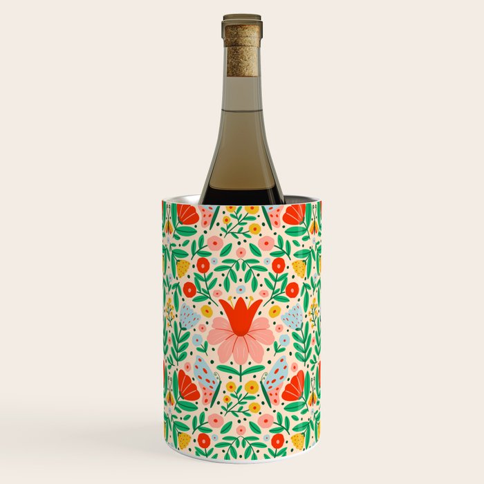 Whimsical Floral - colorful garden  Wine Chiller Gallery Image 1
