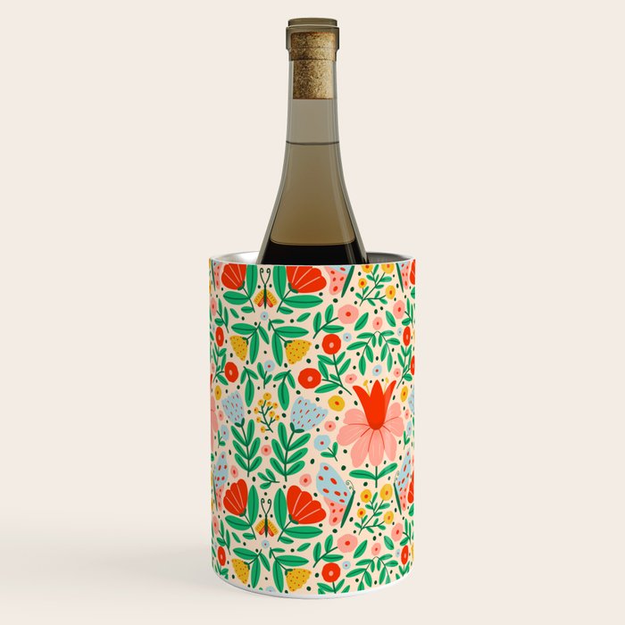 Whimsical Floral - colorful garden  Wine Chiller Gallery Image 3