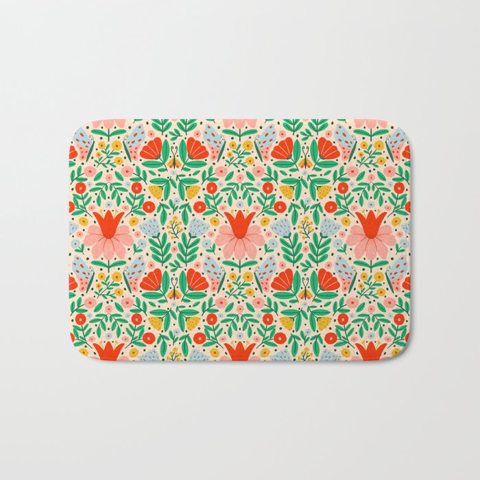 Whimsical Floral - colorful garden  Bath Mat Gallery Image 1