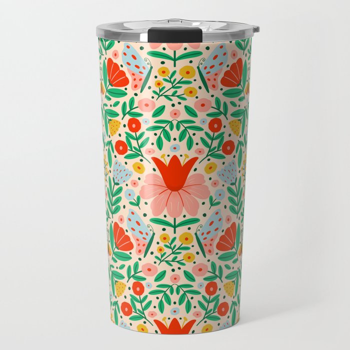 Whimsical Floral - colorful garden  Travel Mug Gallery Image 1