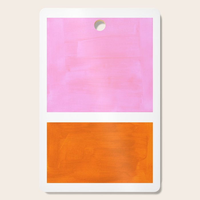 Pastel Neon Pink Yellow Ochre Mid Century Modern Abstract Minimalist Rothko Color Field Squares Cutting Board Gallery Image 1