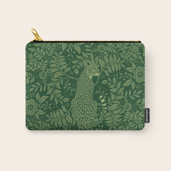 Spring Cheetah Pattern - Forest Green Carry All Pouch Gallery Image 1