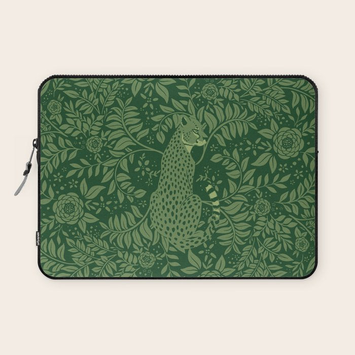 Spring Cheetah Pattern - Forest Green Laptop Sleeve Gallery Image 1