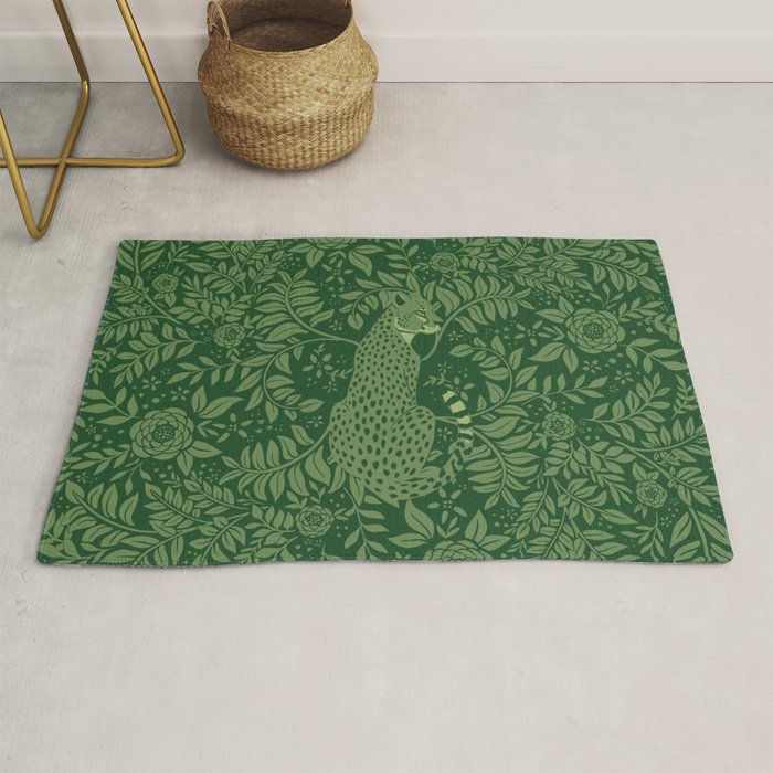 Spring Cheetah Pattern - Forest Green Rug Gallery Image 1