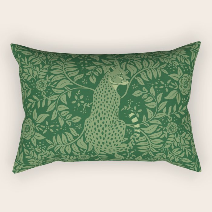 Spring Cheetah Pattern - Forest Green Rectangular Pillow Gallery Image 2