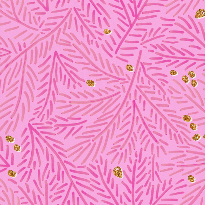 Winter Berries & Pine Branches in Pink & Gold Coffee Mug Gallery Image 2