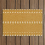boho vertical stitch - mustard Outdoor Rug Gallery Image 1
