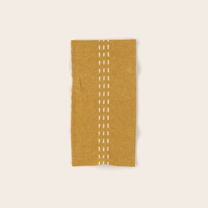 boho vertical stitch - mustard Bath Towel Gallery Image 1
