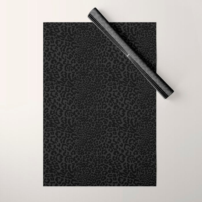 Goth Black Leopard Animal Print Wrapping Paper Gallery Image 1