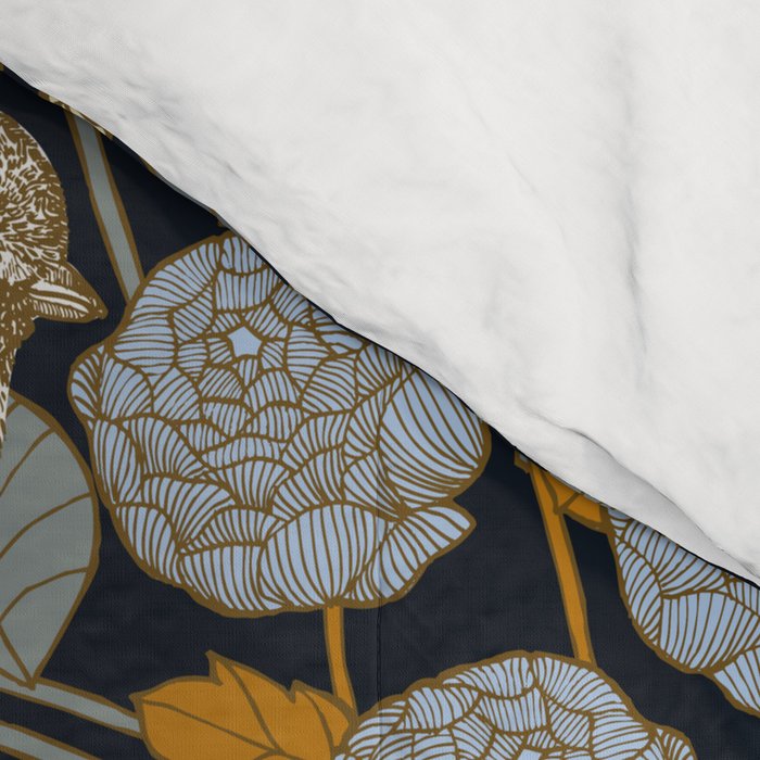 Winter Garden Birds Black Comforter Gallery Image 4