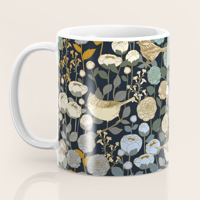 Winter Garden Birds Black Coffee Mug Gallery Image 3