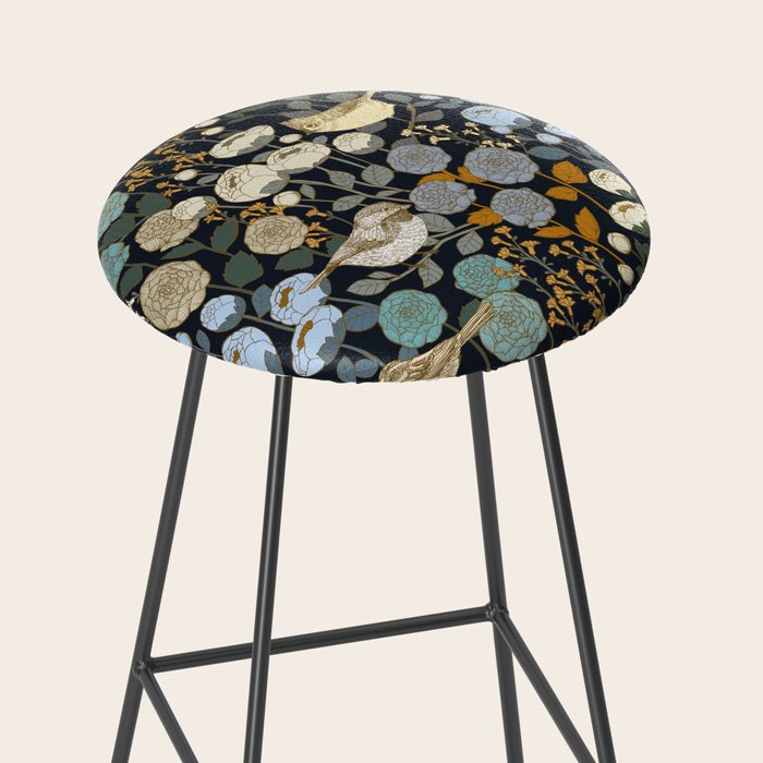 Winter Garden Birds Black Stool Gallery Image 2
