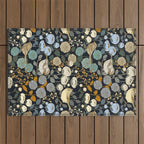 Winter Garden Birds Black Outdoor Rug Gallery Image 1