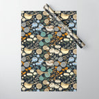 Winter Garden Birds Black Wrapping Paper Gallery Image 1