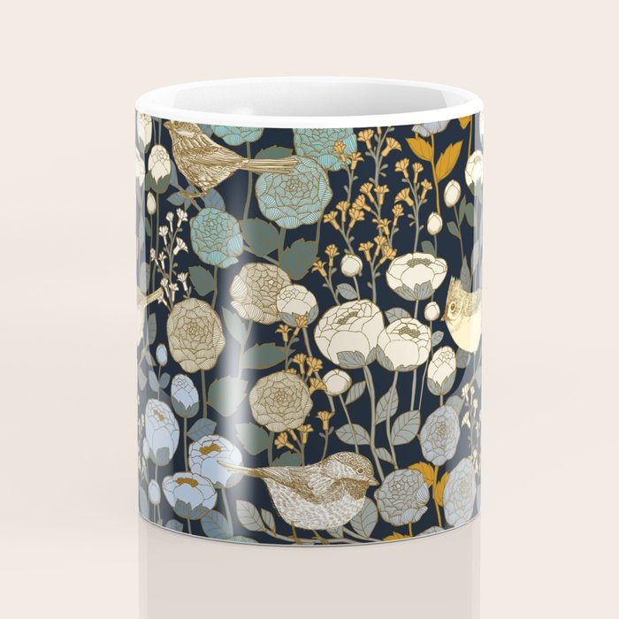 Winter Garden Birds Black Coffee Mug Gallery Image 4