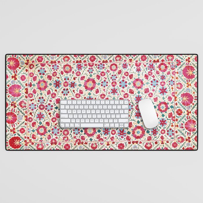 Kermina Suzani South West Uzbekistan Embroidery Print Desk Mat Gallery Image 1