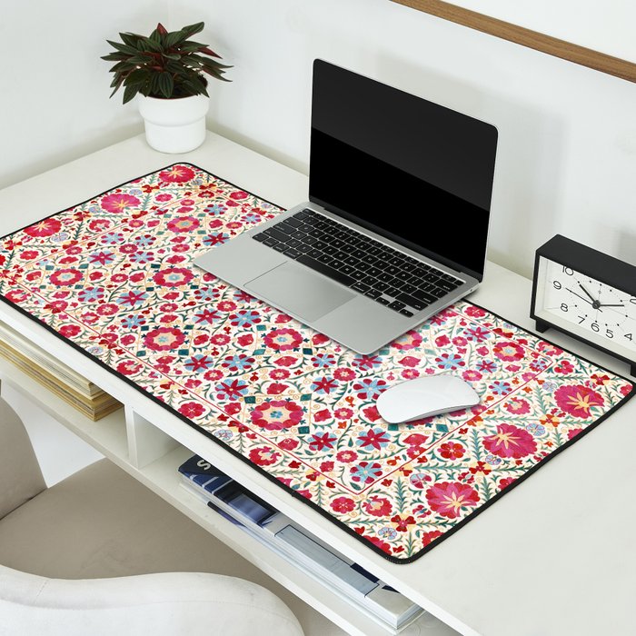 Kermina Suzani South West Uzbekistan Embroidery Print Desk Mat Gallery Image 2