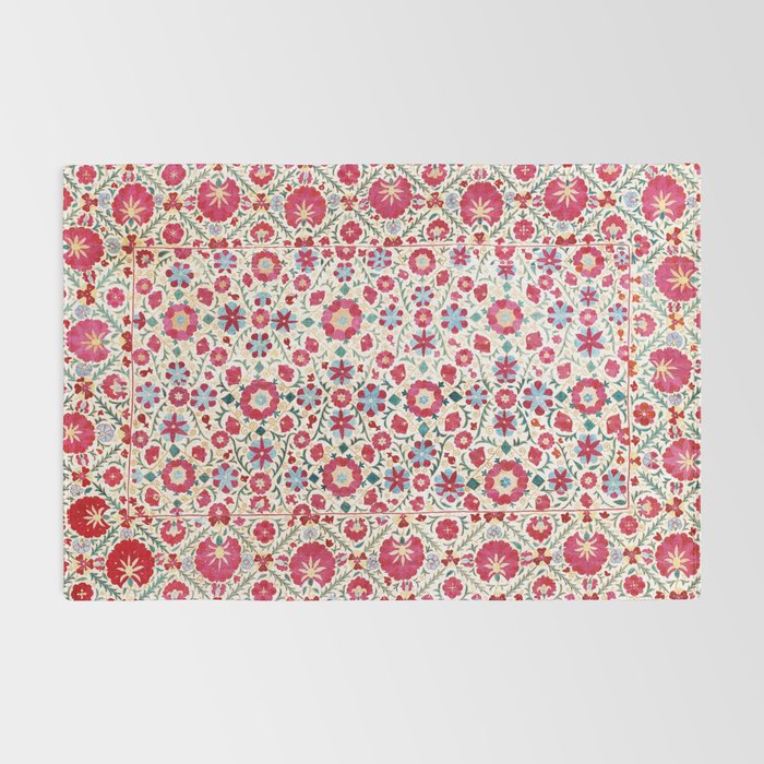 Kermina Suzani South West Uzbekistan Embroidery Print Rug Gallery Image 2