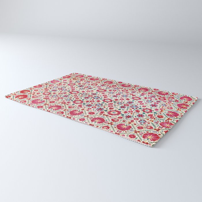 Kermina Suzani South West Uzbekistan Embroidery Print Rug Gallery Image 3