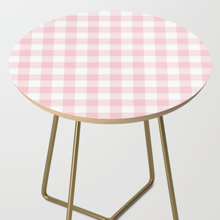 Large Valentine Soft Blush Pink and White Buffalo Check Plaid Side Table Gallery Image 2