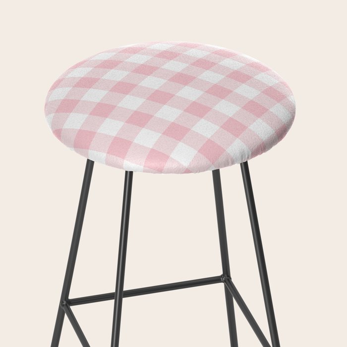 Large Valentine Soft Blush Pink and White Buffalo Check Plaid Stool Gallery Image 2