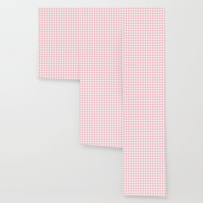 Large Valentine Soft Blush Pink and White Buffalo Check Plaid Wallpaper Gallery Image 3