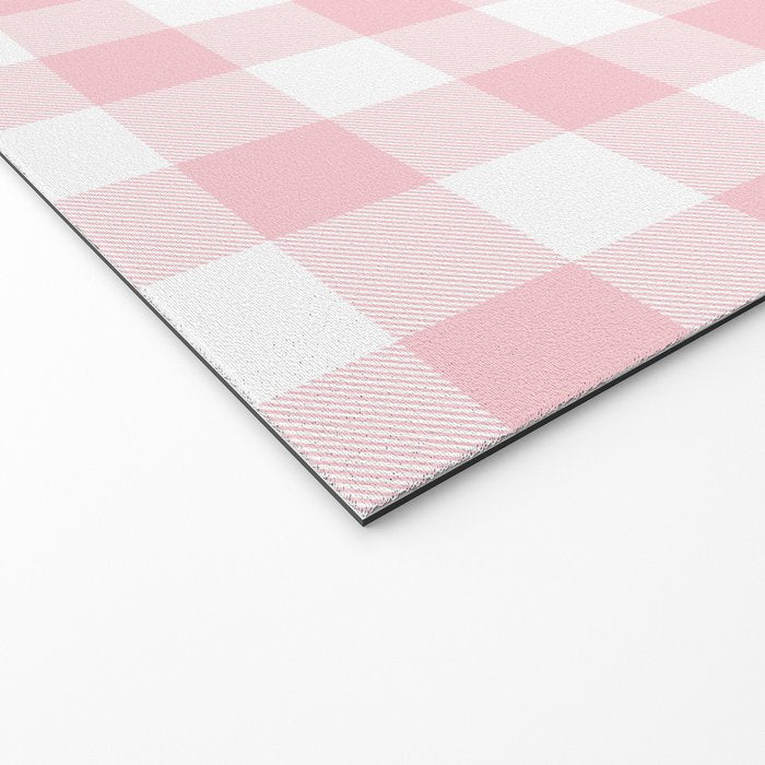 Large Valentine Soft Blush Pink and White Buffalo Check Plaid Welcome Mat Gallery Image 2