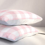 Large Valentine Soft Blush Pink and White Buffalo Check Plaid Pillow Sham Gallery Image 3