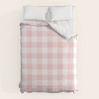 Large Valentine Soft Blush Pink and White Buffalo Check Plaid Duvet Cover Gallery Image 6