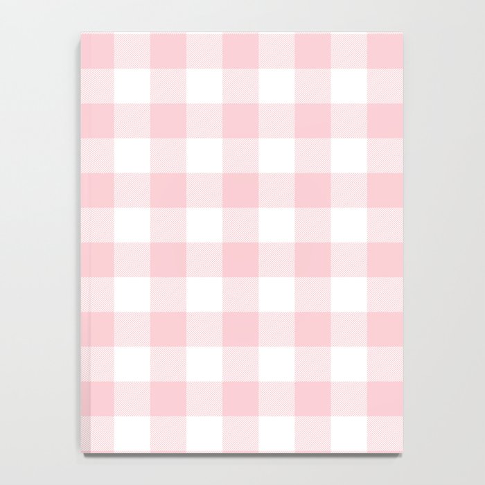 Large Valentine Soft Blush Pink and White Buffalo Check Plaid Notebook Gallery Image 4