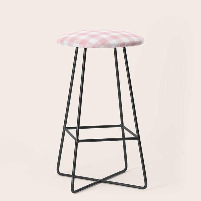 Large Valentine Soft Blush Pink and White Buffalo Check Plaid Stool Gallery Image 1