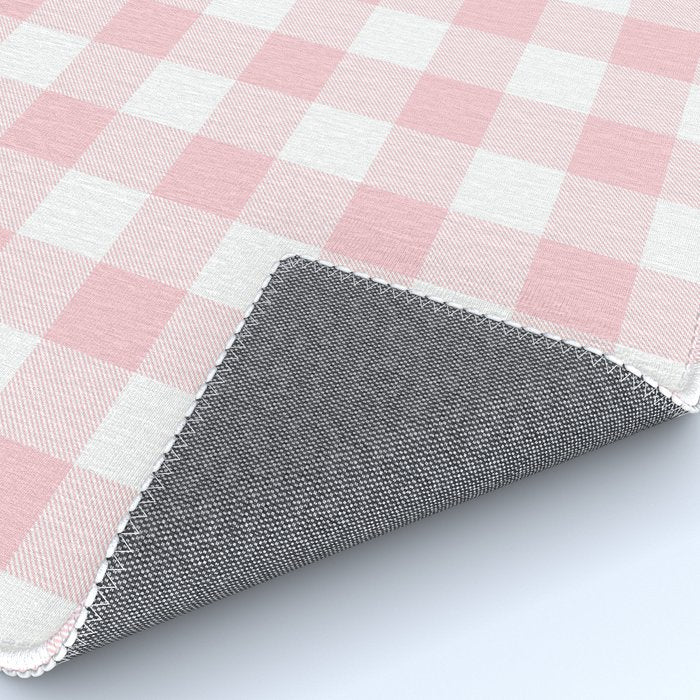 Large Valentine Soft Blush Pink and White Buffalo Check Plaid Rug Gallery Image 4