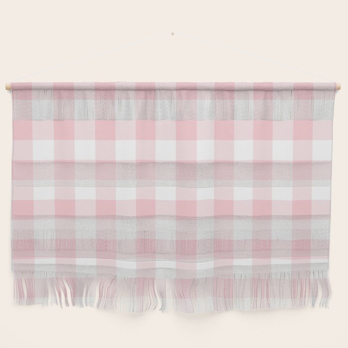 Large Valentine Soft Blush Pink and White Buffalo Check Plaid Wall Hanging Gallery Image 2