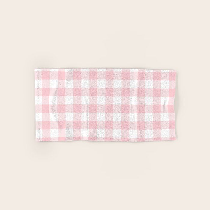 Large Valentine Soft Blush Pink and White Buffalo Check Plaid Bath Towel Gallery Image 1