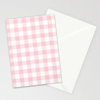 Large Valentine Soft Blush Pink and White Buffalo Check Plaid Stationery Card Gallery Image 2
